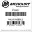 Mercury Marine part number 855431 VALVE-NEEDLE Bar codes for Mercury Marine part number 855431