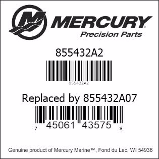 Bar codes for Mercury Marine part number 855432A2