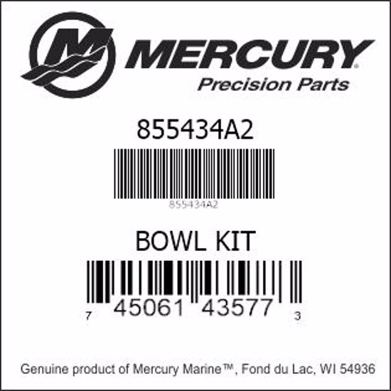 Bar codes for Mercury Marine part number 855434A2