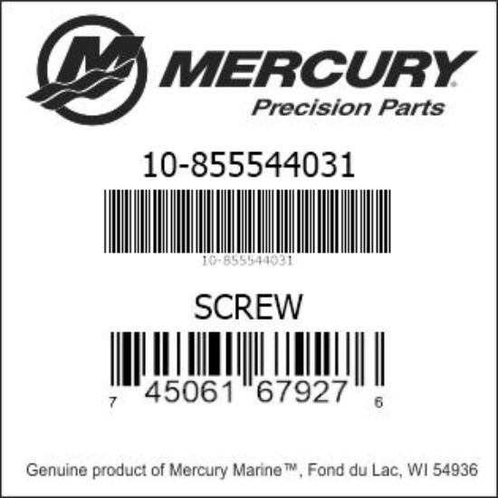 Bar codes for Mercury Marine part number 10-855544031