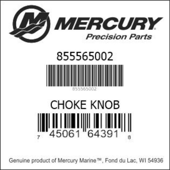 Bar codes for Mercury Marine part number 855565002