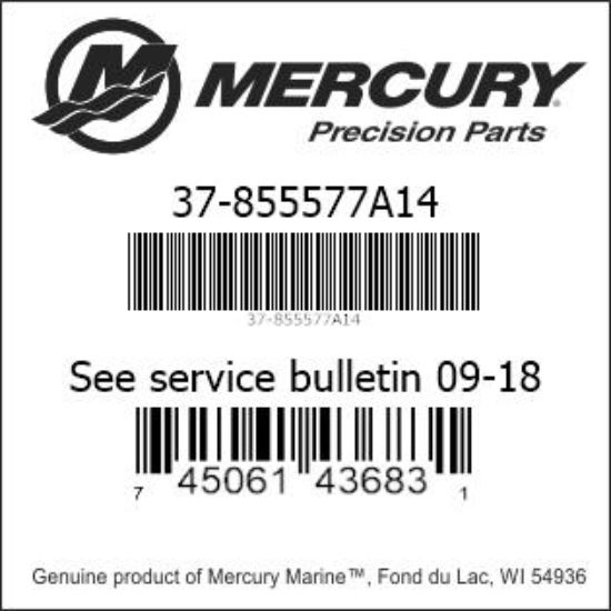 Bar codes for Mercury Marine part number 37-855577A14