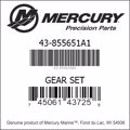 Bar codes for Mercury Marine part number 43-855651A1