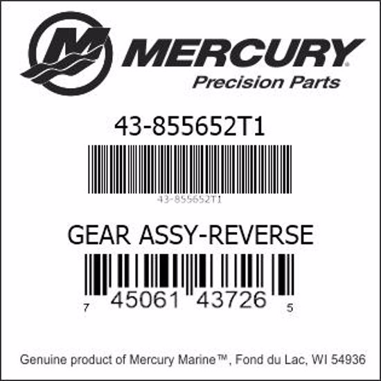 Bar codes for Mercury Marine part number 43-855652T1