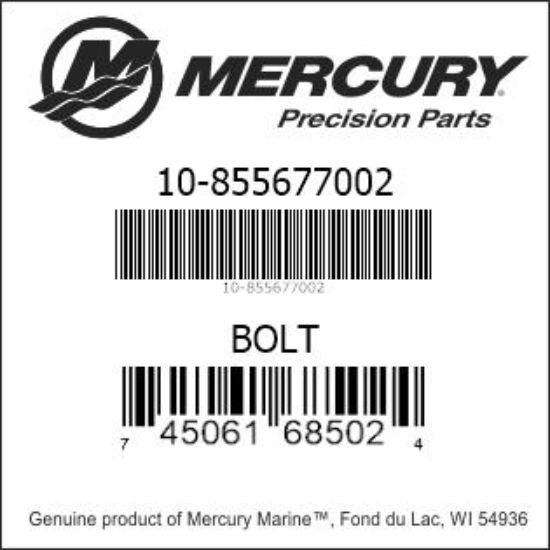 Bar codes for Mercury Marine part number 10-855677002