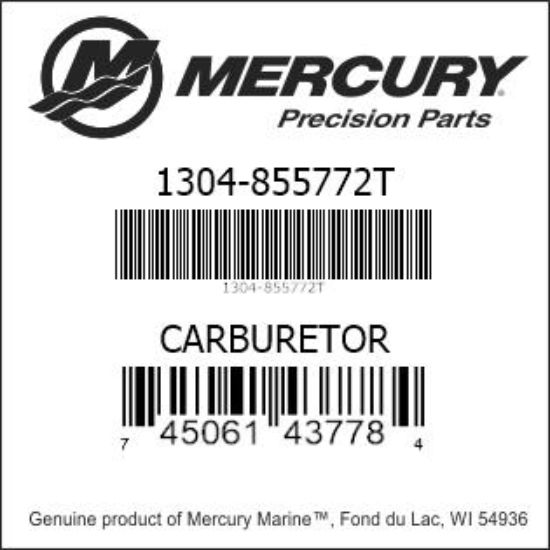Bar codes for Mercury Marine part number 1304-855772T