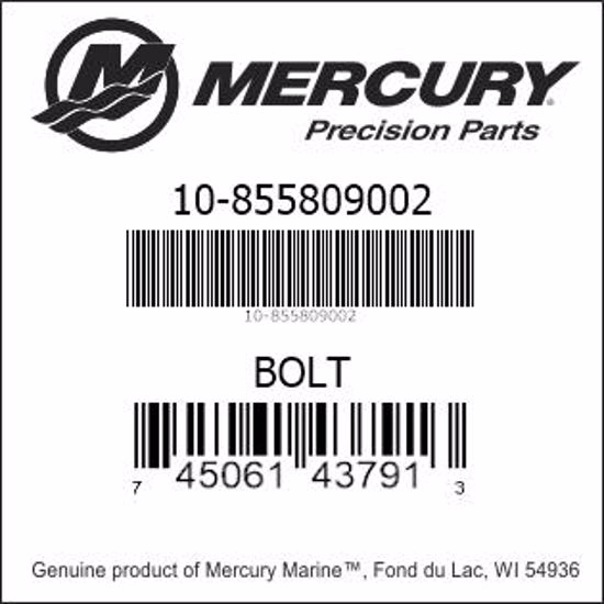 Bar codes for Mercury Marine part number 10-855809002