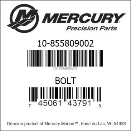 Bar codes for Mercury Marine part number 10-855809002