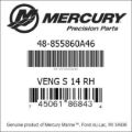 Bar codes for Mercury Marine part number 48-855860A46