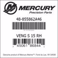Bar codes for Mercury Marine part number 48-855862A46