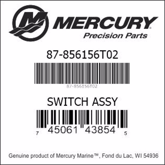 Bar codes for Mercury Marine part number 87-856156T02