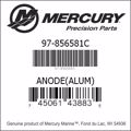 Bar codes for Mercury Marine part number 97-856581C