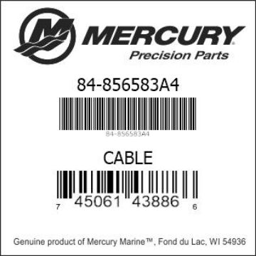 Mercury Marine part number 84-856583A4 CABLE Bar codes for Mercury Marine part number 84-856583A4