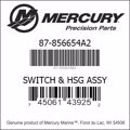 Bar codes for Mercury Marine part number 87-856654A2