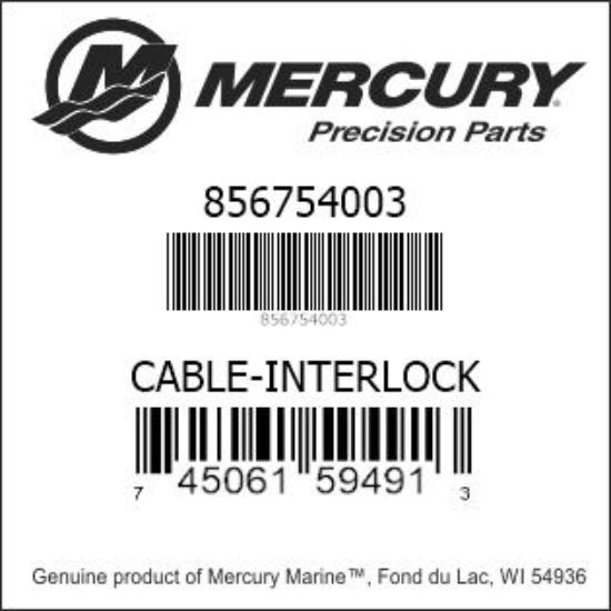 Bar codes for Mercury Marine part number 856754003
