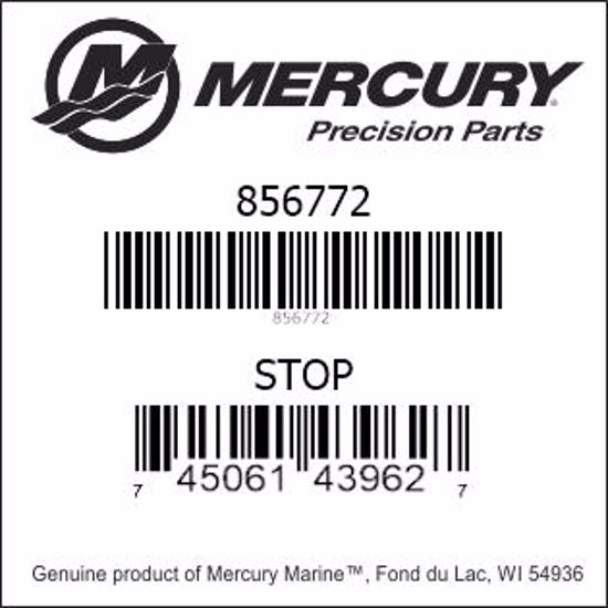 Bar codes for Mercury Marine part number 856772