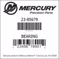 Bar codes for Mercury Marine part number 23-85679