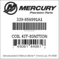 Bar codes for Mercury Marine part number 339-856991A1
