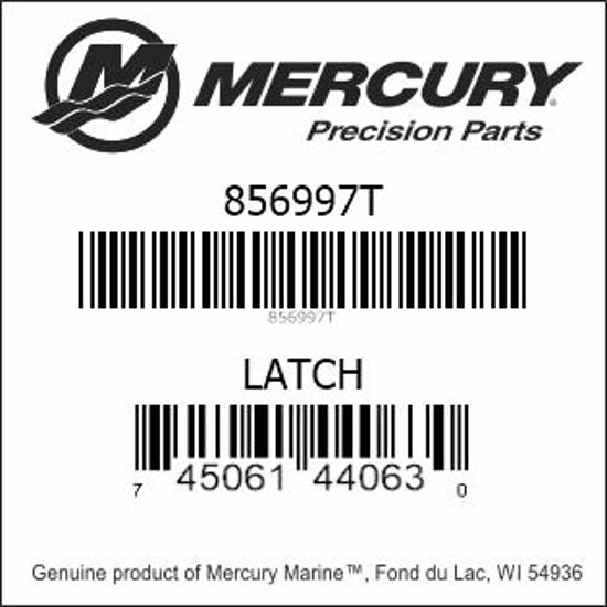 Bar codes for Mercury Marine part number 856997T