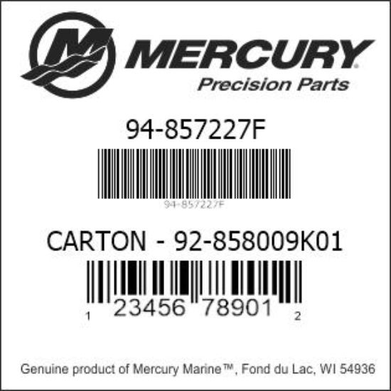 Bar codes for Mercury Marine part number 94-857227F