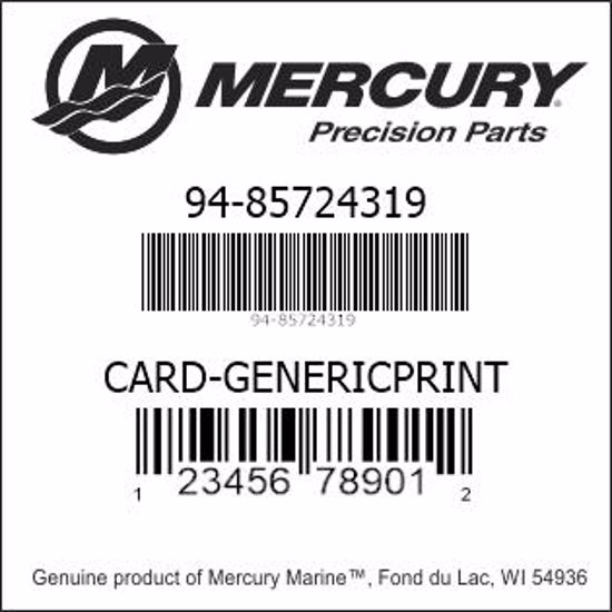 Bar codes for Mercury Marine part number 94-85724319