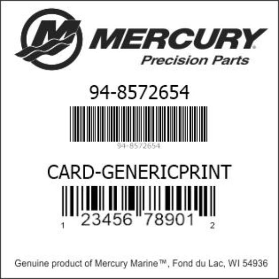 Bar codes for Mercury Marine part number 94-8572654