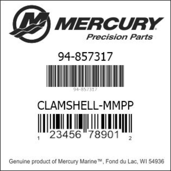 Bar codes for Mercury Marine part number 94-857317