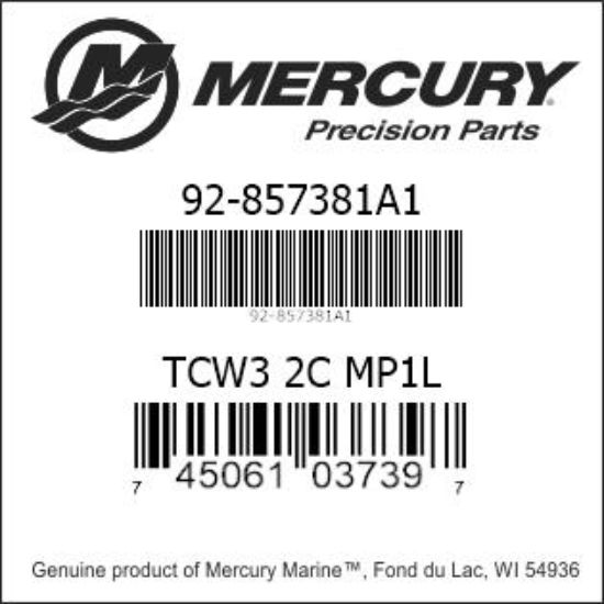 Bar codes for Mercury Marine part number 92-857381A1
