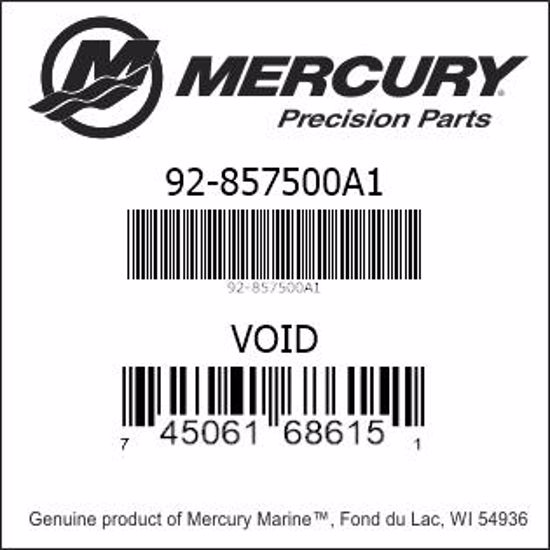 Bar codes for Mercury Marine part number 92-857500A1