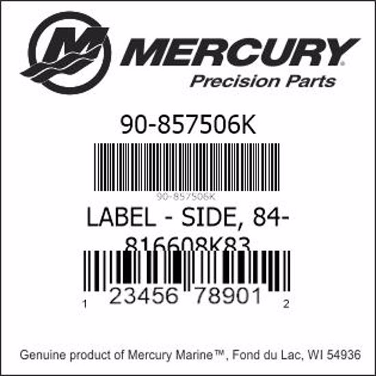 Bar codes for Mercury Marine part number 90-857506K