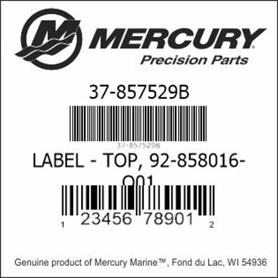 Bar codes for Mercury Marine part number 37-857529B