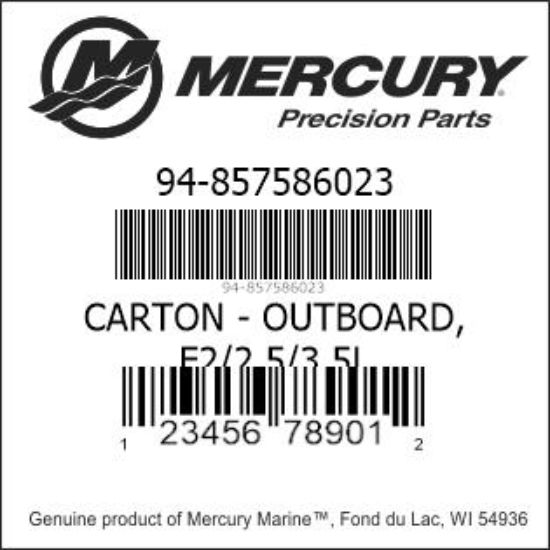 Bar codes for Mercury Marine part number 94-857586023