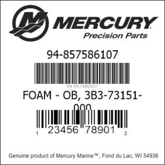Bar codes for Mercury Marine part number 94-857586107