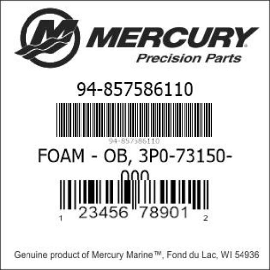 Bar codes for Mercury Marine part number 94-857586110