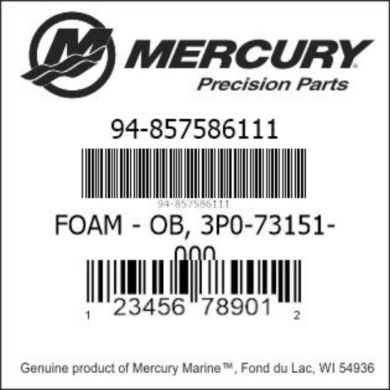 Bar codes for Mercury Marine part number 94-857586111