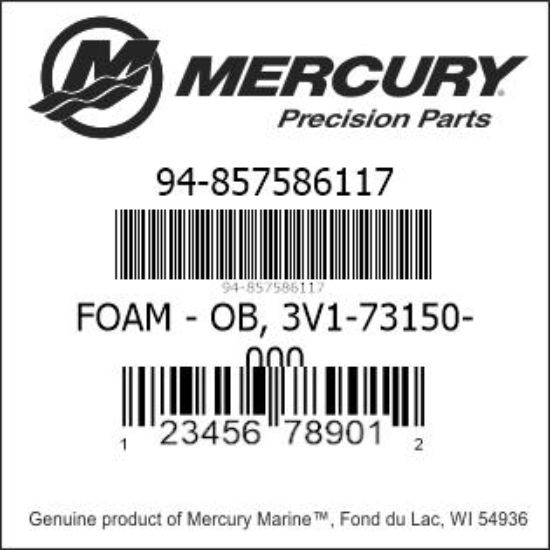 Bar codes for Mercury Marine part number 94-857586117