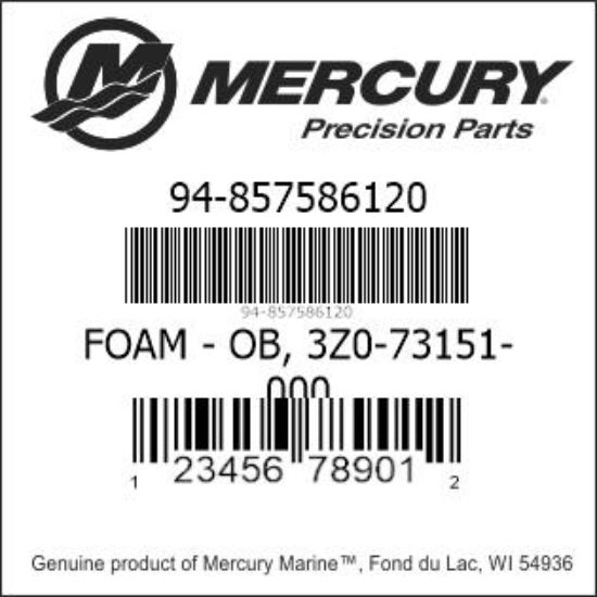 Bar codes for Mercury Marine part number 94-857586120