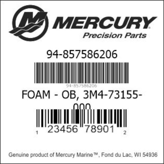 Bar codes for Mercury Marine part number 94-857586206