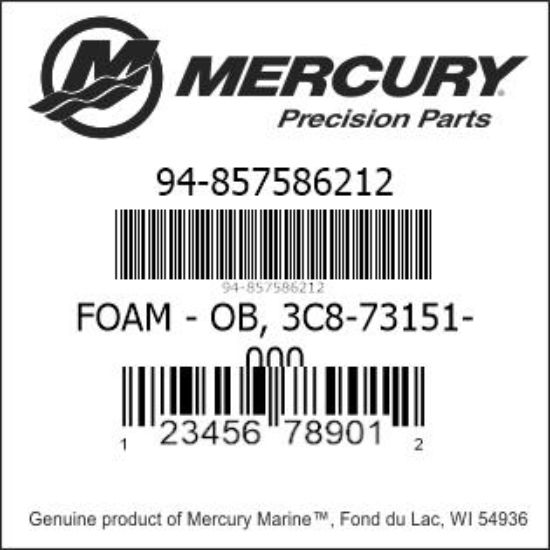 Bar codes for Mercury Marine part number 94-857586212