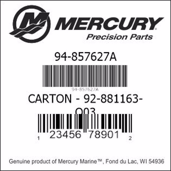Bar codes for Mercury Marine part number 94-857627A