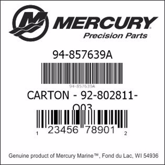 Bar codes for Mercury Marine part number 94-857639A