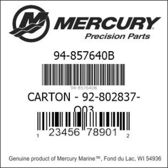 Bar codes for Mercury Marine part number 94-857640B
