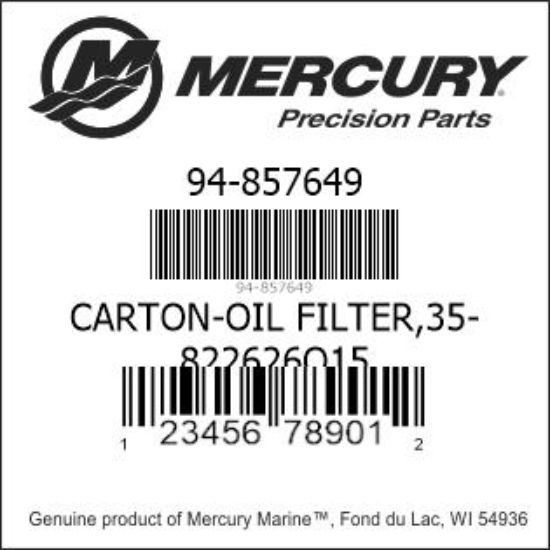 Bar codes for Mercury Marine part number 94-857649