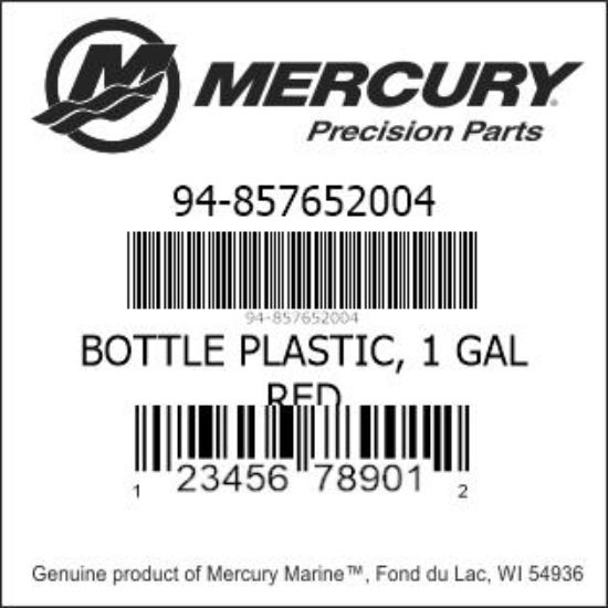 Bar codes for Mercury Marine part number 94-857652004