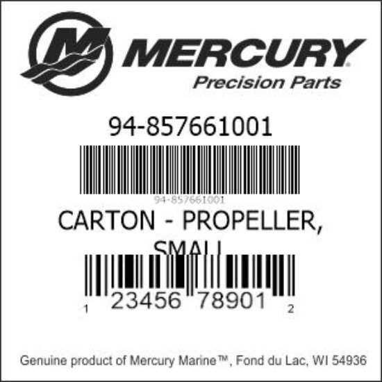 Bar codes for Mercury Marine part number 94-857661001