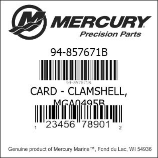 Bar codes for Mercury Marine part number 94-857671B