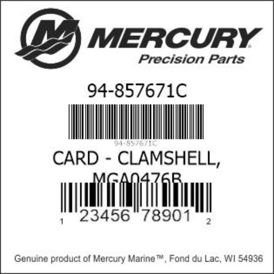 Bar codes for Mercury Marine part number 94-857671C