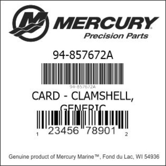 Bar codes for Mercury Marine part number 94-857672A
