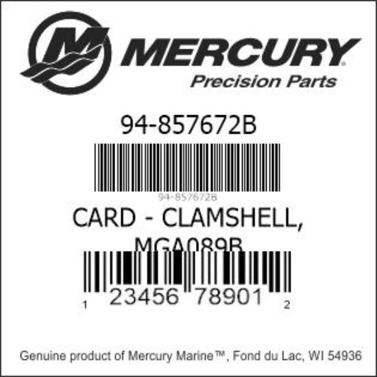 Bar codes for Mercury Marine part number 94-857672B