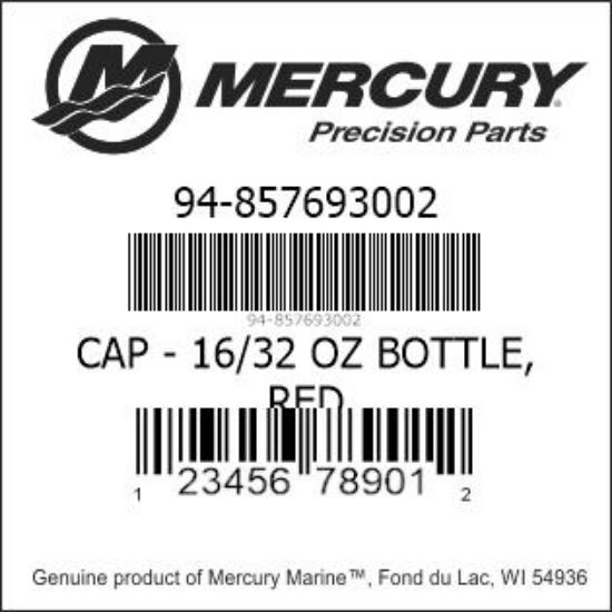 Bar codes for Mercury Marine part number 94-857693002